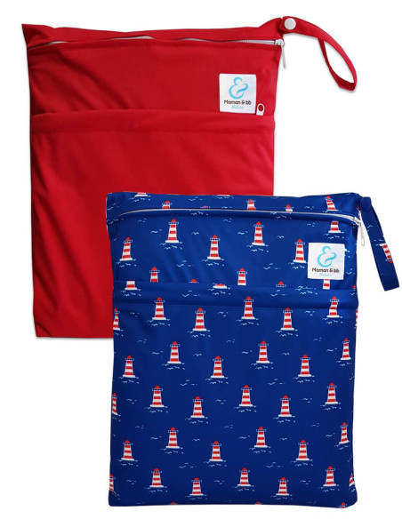 Lot de 2 Sacs imperméables pour ranger et transporter les couches lavables et maillot de bain de bébé