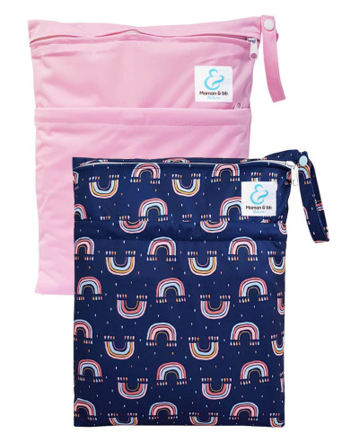 Lot de 2 Sacs imperméables pour ranger et transporter les couches lavables et maillot de bain de bébé