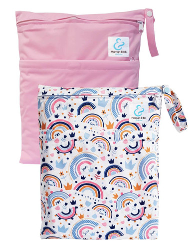 Lot de 2 Sacs imperméables pour ranger et transporter les couches lavables et maillot de bain de bébé