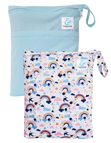 Conjunto de 2 bolsas impermeables para almacenar y transportar las capas lavables y el traje de baño del bebé