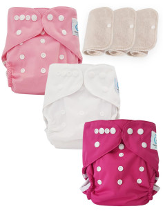 Lot de 3 couches lavables certifiées Oeko Tex et 3 inserts en coton Oeko tex