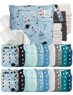 Mega pack 20 couches lavables + inserts + voiles de protection et son sac imperméable