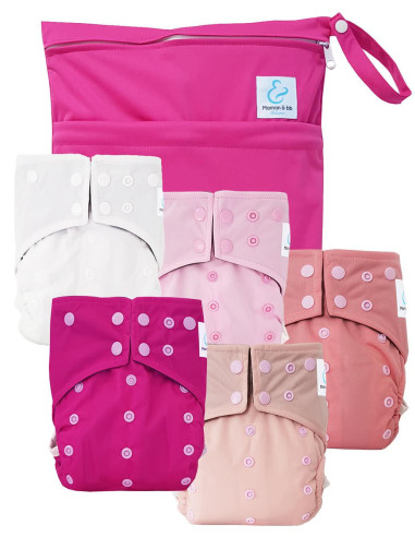 Lot de 5 Couches lavables intégrales évolutives tout en un insert en bambou