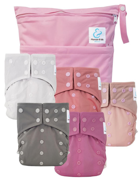 Lot de 5 Couches lavables intégrales évolutives tout en un insert en bambou