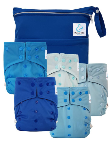 Lot de 5 Couches lavables intégrales évolutives tout en un insert en bambou