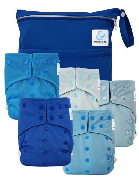 Lot de 5 Couches lavables intégrales évolutives tout en un insert en bambou