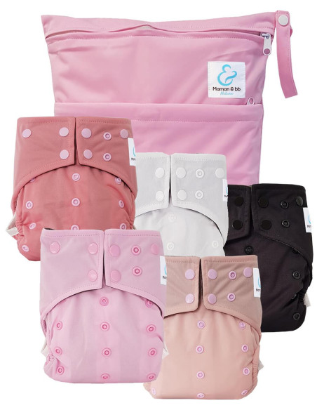 Lot de 5 Couches lavables intégrales évolutives tout en un insert en bambou