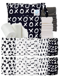 Pack complet couches lavables bambou inserts sac imperméable et voiles de protection