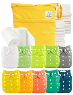 Paquete Complete 10 capas Inserciones lavables Bolsa impermeable y velas protectoras
