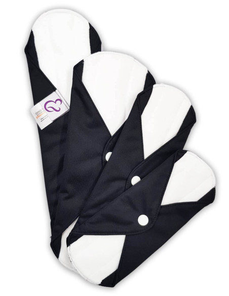 Lot de 4 serviettes hygiéniques lavables certifiées Oeko Tex standard 100 classe 1 en Coton