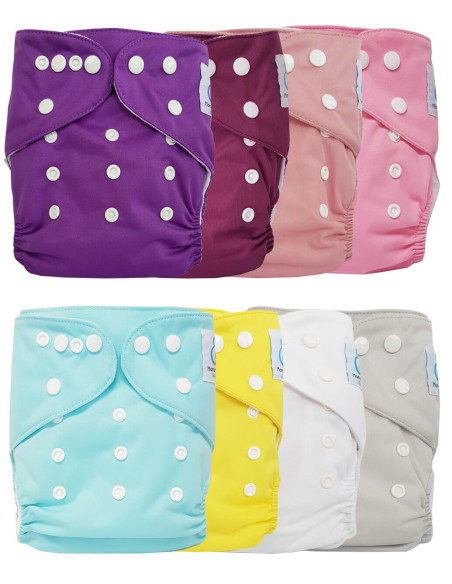 Lot de 8 Couches lavables tout en Un Te1 certifiées OEKO TEX