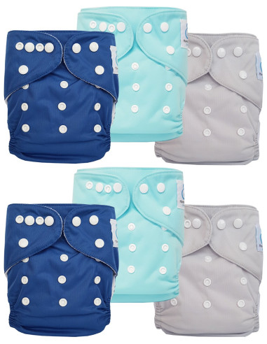 Lot de 6 Couches lavables tout en Un Te1 certifiées OEKO TEX