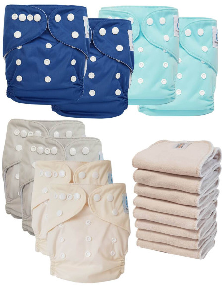 Lot de 8 Couches lavables tout en Un Te1 Sensitive