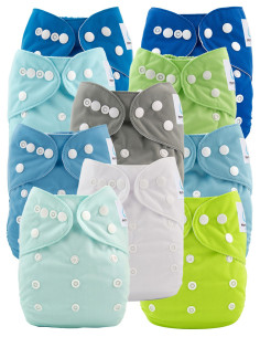 Lot de 10 de Couches lavables te1 évolutives et inserts tons roses