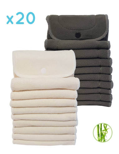 Set von 20 Bambuskohle- und Mikrofasereinsätzen für windeln waschbar