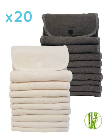 Conjunto de 20 inserciones en carbón de bambú y microfibra para capas lavables