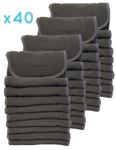 Set of 40 inserts in bamboo charcoal and microfiber for washable layers