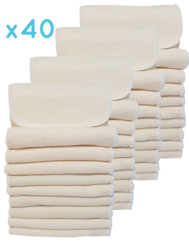 Set of 40 inserts in bamboo charcoal and microfiber for washable layers