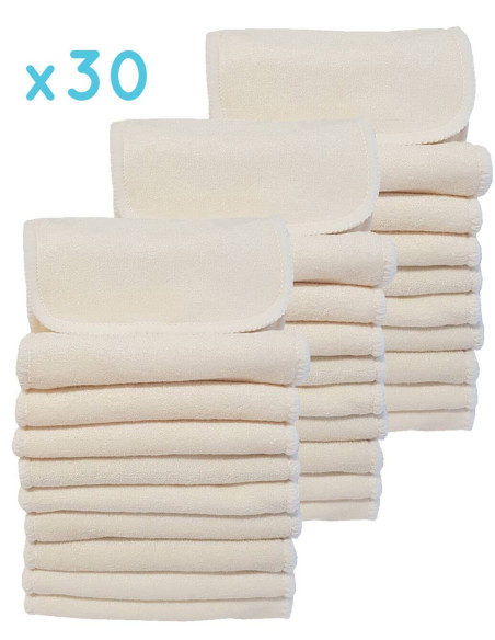Lot de 30 inserts en charbon de bambou et microfibre pour couches lavables