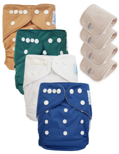 Lot de 4 Couches lavables tout en Un Te1 conçues à partir de matériaux certifiées OEKO TEX