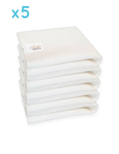 Set of 5 bamboo folding inserts for Pocket diapers