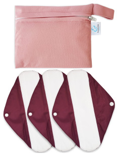 Lot of 3 hygienic towels washable in Charcoal bamboo and their matching waterproof pocket