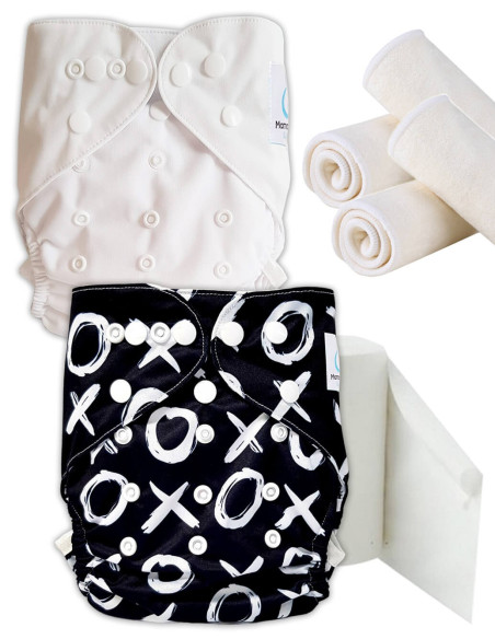 pack découverte , kit de démarrage couches lavables insert et feuillets de protection