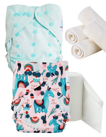 pack découverte , kit de démarrage couches lavables insert et feuillets de protection