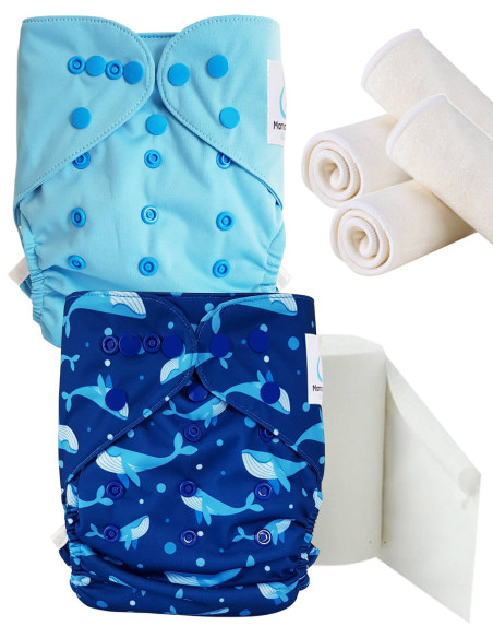 pack découverte , kit de démarrage couches lavables insert et feuillets de protection