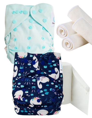 pack découverte , kit de démarrage couches lavables insert et feuillets de protection