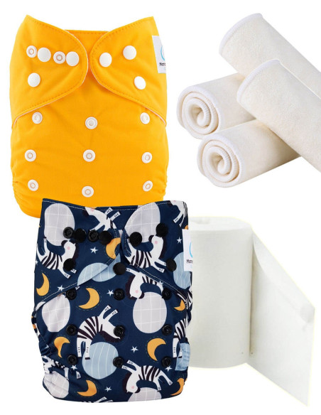 Pack Découverte couches lavables te1 insert et voiles de protection, optez pour le geste zero dechet