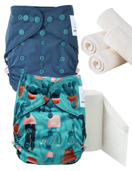 pack découverte , kit de démarrage couches lavables insert et feuillets de protection