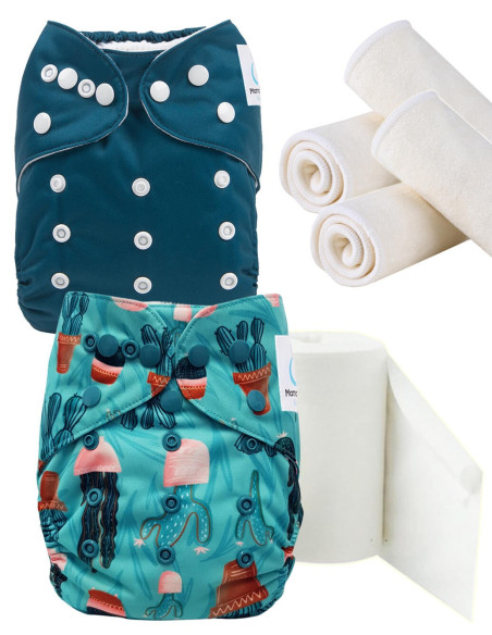 Pack Découverte couches lavables te1 insert et voiles de protection, optez pour le geste zero dechet