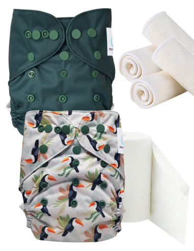 pack découverte , kit de démarrage couches lavables insert et feuillets de protection