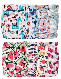 Lot de 8 couches lavables évolutives + 8 inserts microfibre