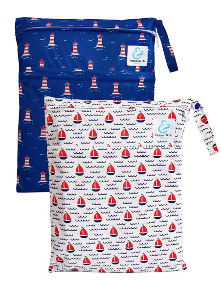 Lot de 2 Sacs imperméables pour ranger et transporter les couches lavables et maillot de bain de bébé