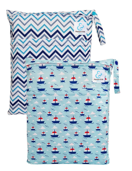 Lot de 2 Sacs imperméables pour ranger et transporter les couches lavables et maillot de bain de bébé