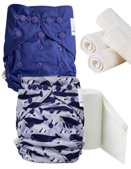 pack découverte , kit de démarrage couches lavables insert et feuillets de protection