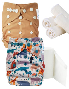 pack découverte , kit de démarrage couches lavables insert et feuillets de protection