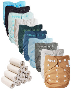 Lot 10 Washable layers while two te2 with double gussets + 10 bamboo inserts