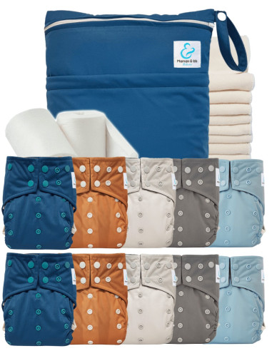 Volles pack 10 windeln Vollwaschbar + Bambuseinsatz Wasserdichte Tasche und Schutzhälften