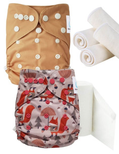 Paquete de descubrimiento, kit de arranque pañales Inserto lavable y hojas protectoras.