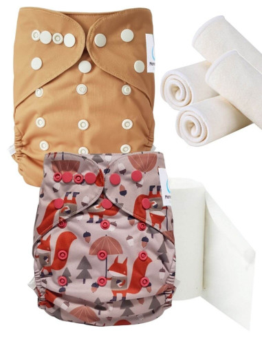 pack découverte , kit de démarrage couches lavables insert et feuillets de protection