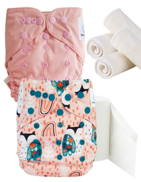 pack découverte , kit de démarrage couches lavables insert et feuillets de protection