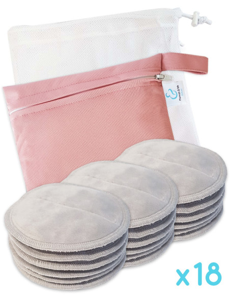 Kit beauté zero déchet : Coton démaquillant lavables  + filet de lavage et pochette de rangement en coton Bio