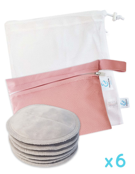 Kit beauté zero déchet : Coton démaquillant lavables  + filet de lavage et pochette de rangement en coton Bio