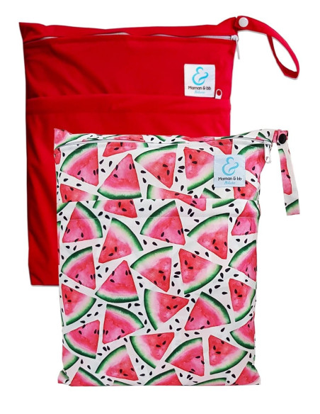 Set of 2 waterproof bags to store and carry the washable layers and baby swimsuit
