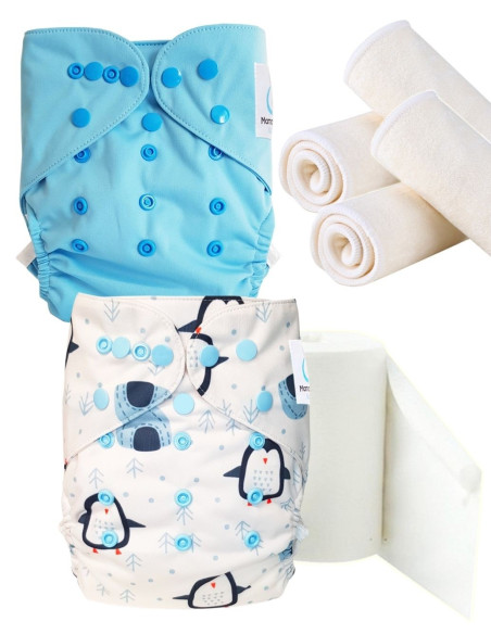 pack découverte , kit de démarrage couches lavables insert et feuillets de protection