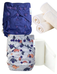 Paquete de descubrimiento, kit de arranque pañales Inserto lavable y hojas protectoras.