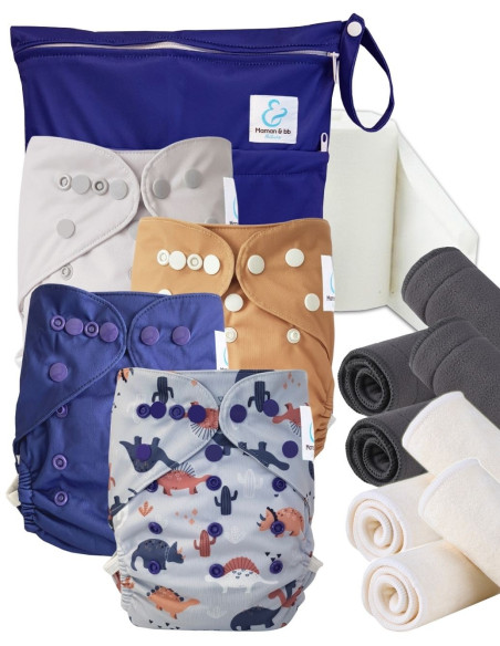 Kit de lanzamiento pañales Inicio lavable y go tE2 con inserciones de bambú